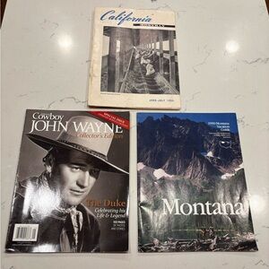 Three Magazines CA Monthly 1956 Montana 1990 and John Wayne 2012